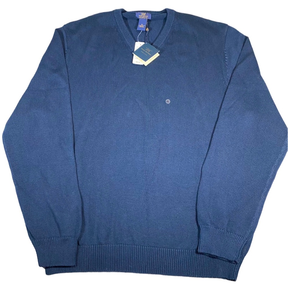 Brooks Brothers Sweater Mens XL Soft Supima Cotton V Neck Blue Knit Pullover 346